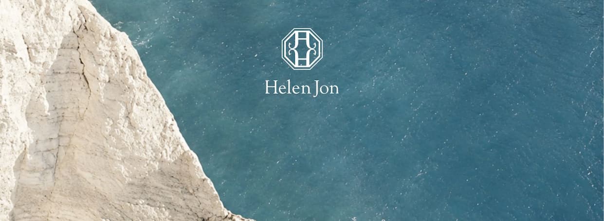 Helen Jon logo over mountain ocean scene 