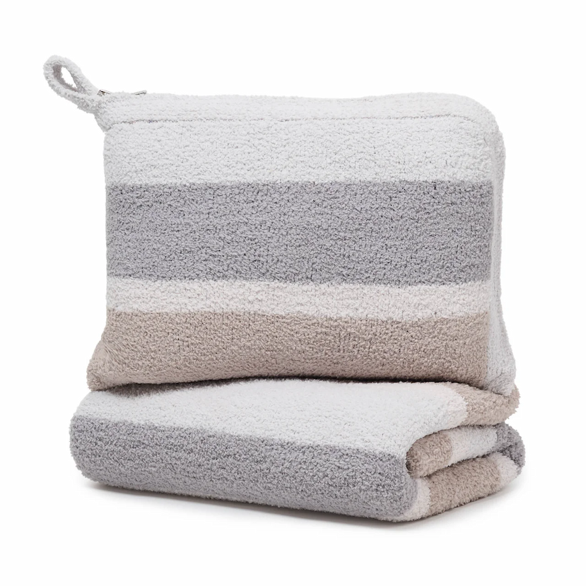 Multi Striped Travel Blanket in Soapstone / Steel / Bone / Mink