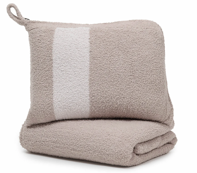 Stripe Travel Blanket in Mink / Bone