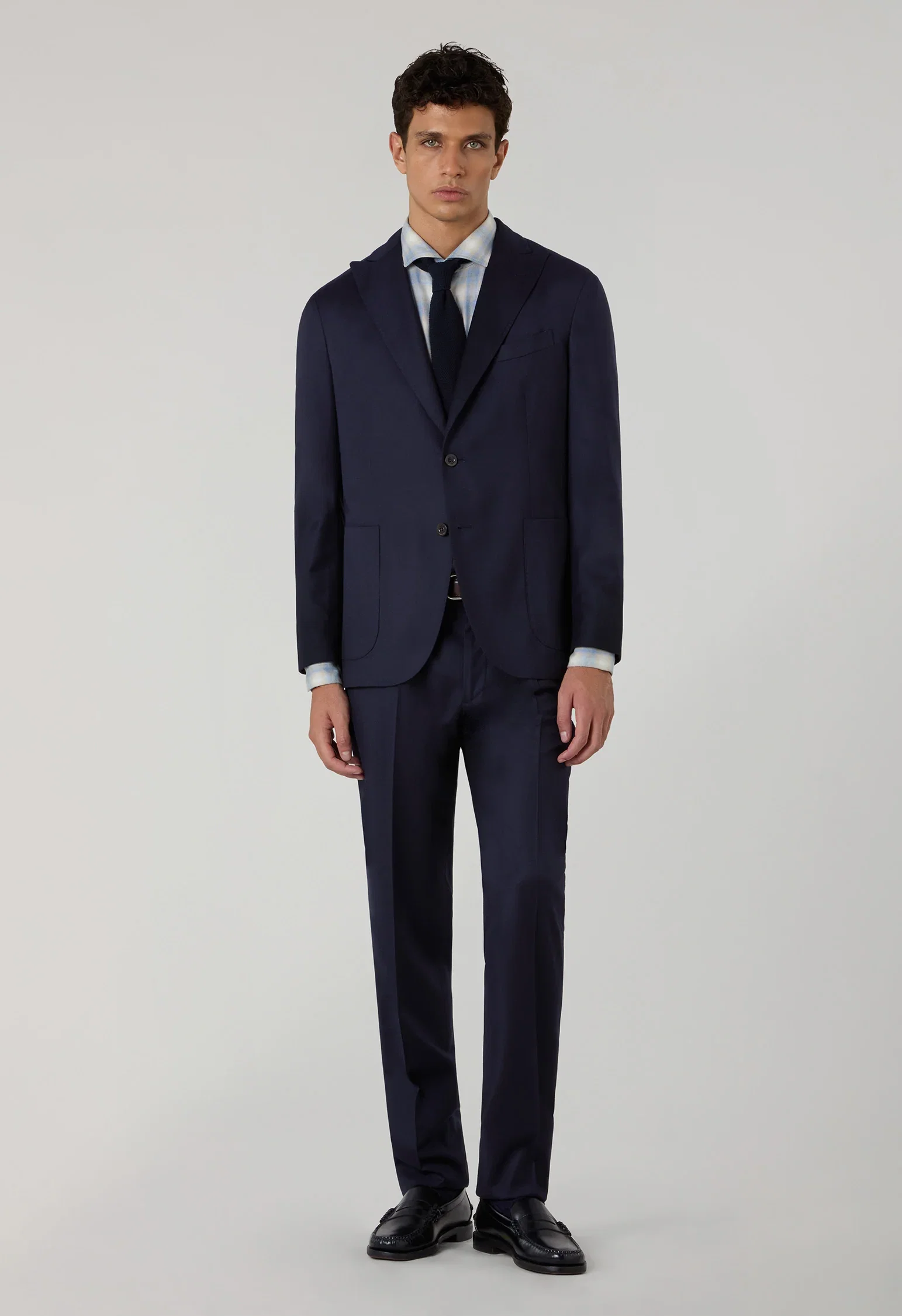 Image of Abito K-Jacket in lana 14-Micron e seta blu