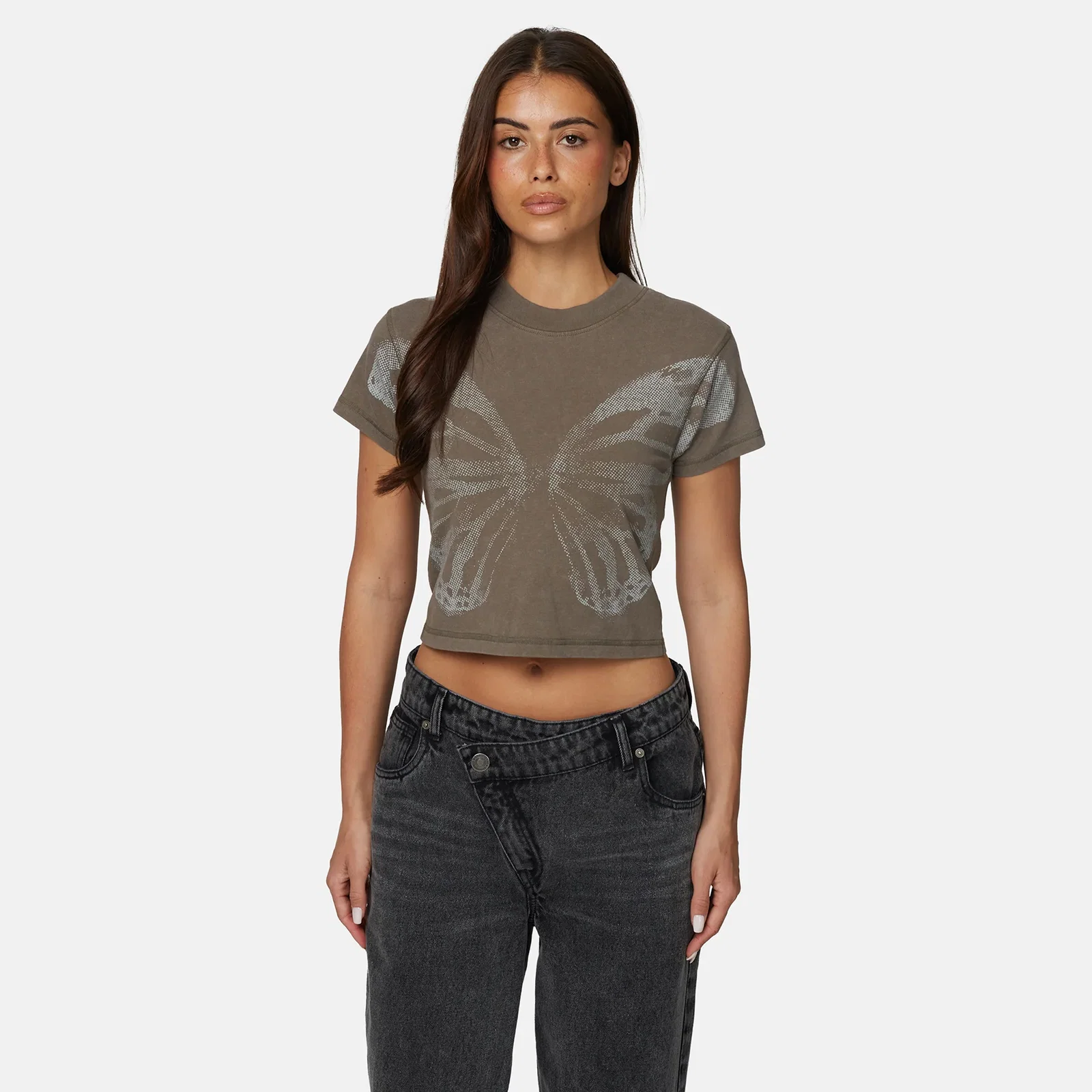 Image of Fragment Butterfly Washed Taupe Baby T-shirt