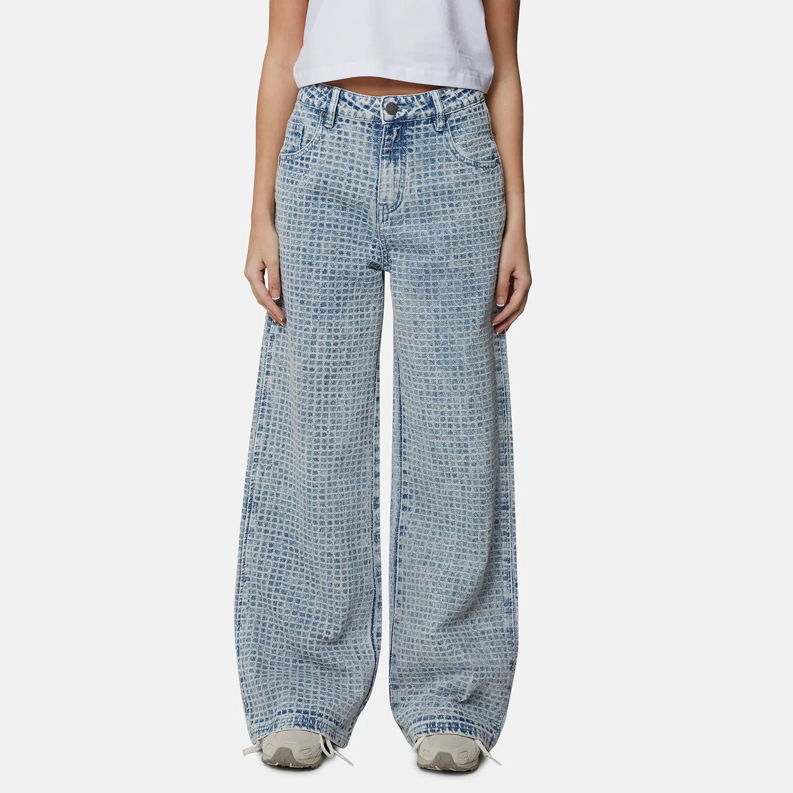 Image of Jacquard Blue Baggy Denim Jeans