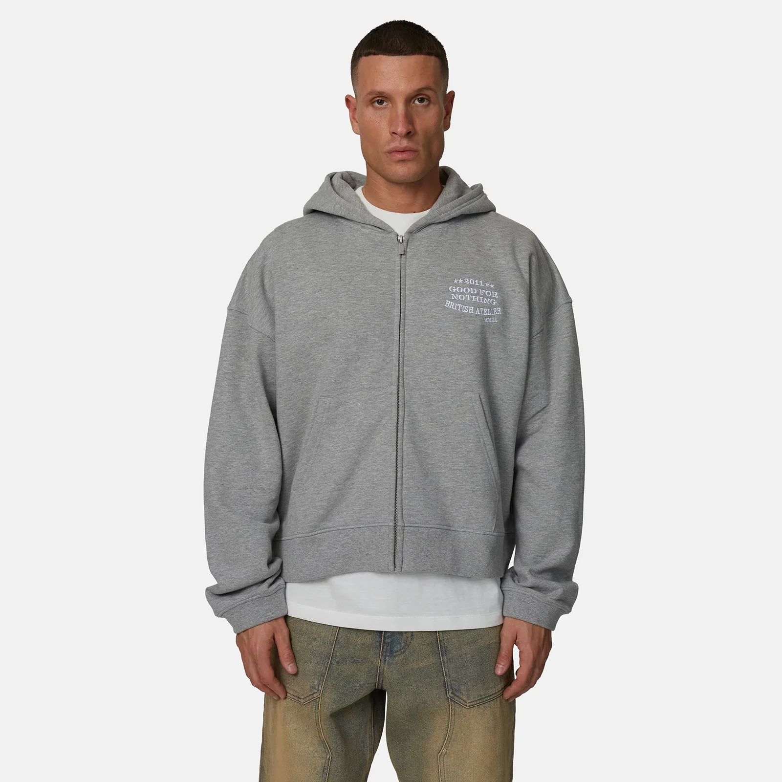 Image of Icarus Grey Marl Zip Hoodie