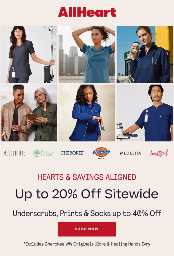 Up to 20% Off | Up to 40% Off Prints & Underscrubs | Shop Now