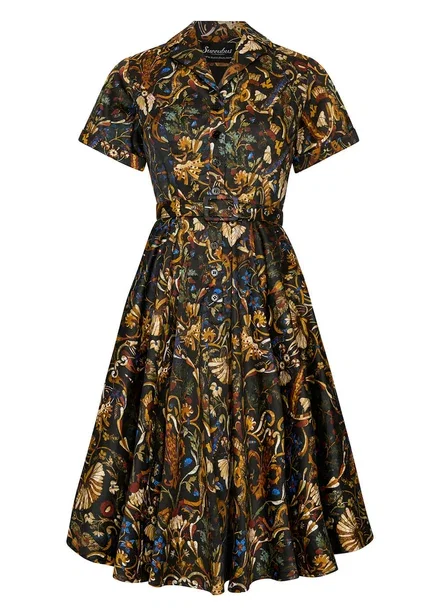 Succubus Clothing Lucy Noir Art Deco Garden 50's Swing Jurk