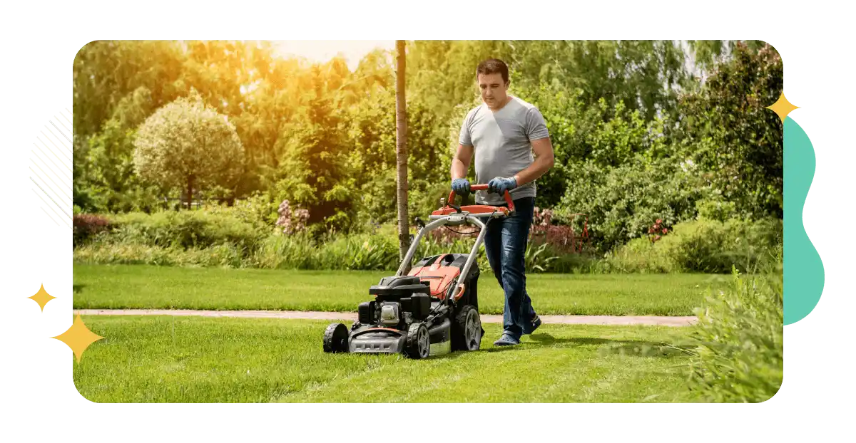 Man mowing lawn