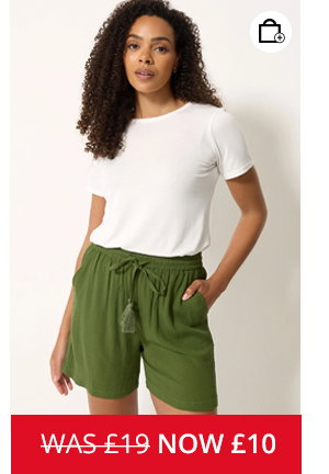 M&Co Khaki Green Crinkle Shorts