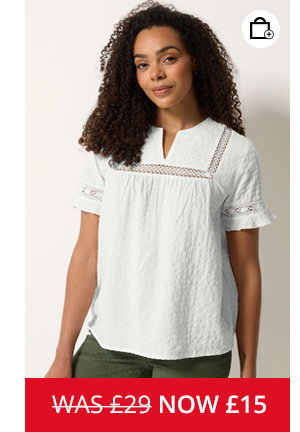 M&Co Ivory White Embroidered Cotton Ruffle Top