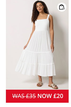 M&Co White Tiered Trim Midi Beach Dress