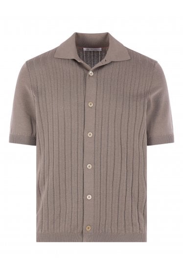Ribbed Knitted Polo Brown