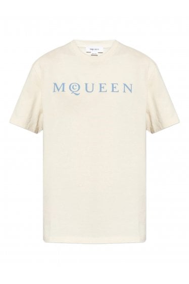 Flock Print Logo T-Shirt Beige