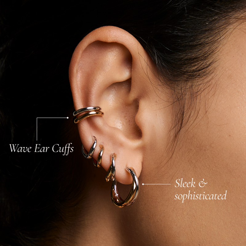 Wave Ear Cuff in Gold or Silver