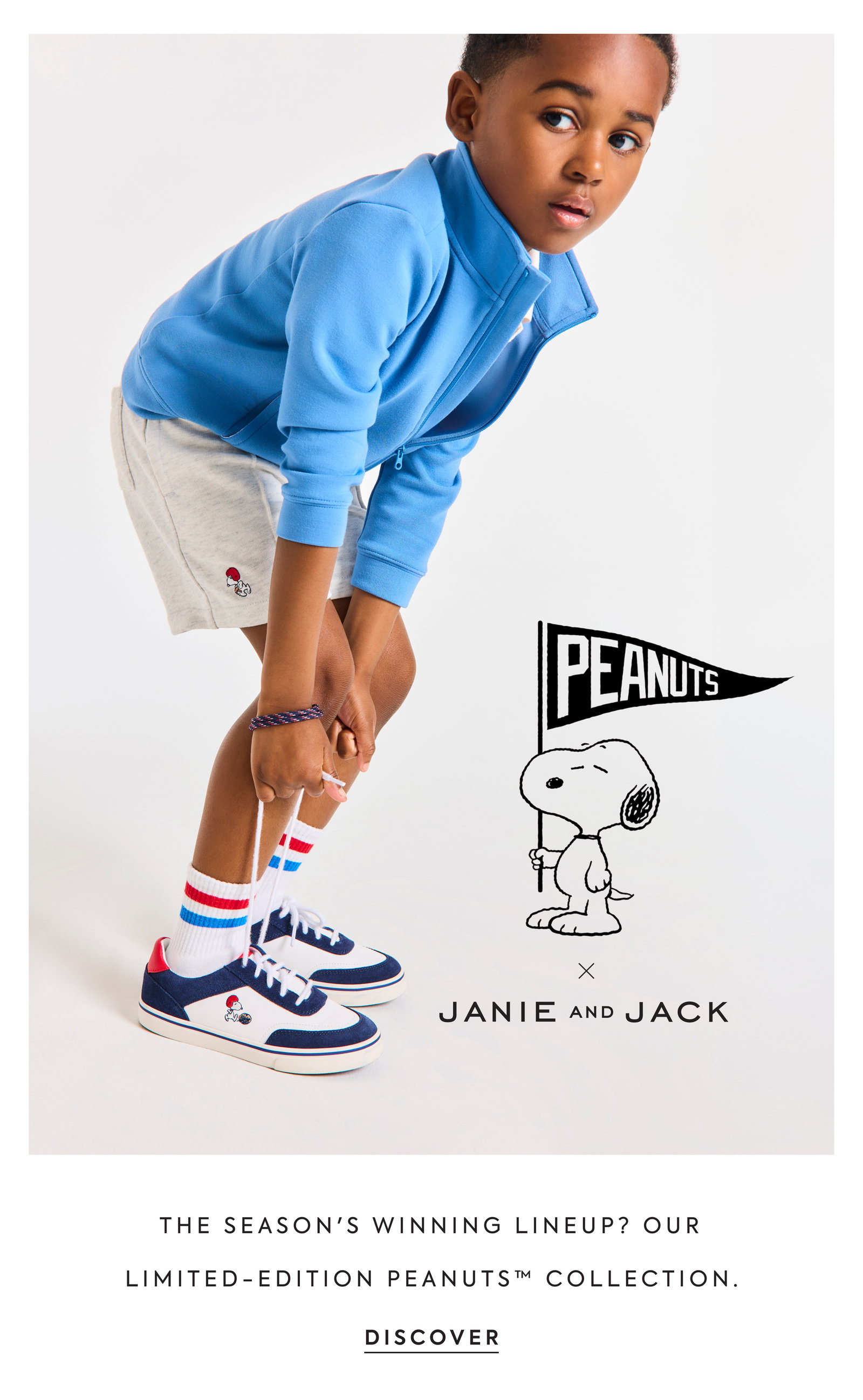 PEANUTS × JANIE AND JACK - THE SEASON'S WINNING LINEUP? OUR LIMITED-EDITION PEANUTS™ COLLECTION. - DISCOVER