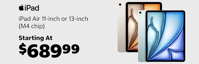 iPad Air 11 inch or 13 inch M4 chip Starting at $519.99