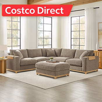 Hawthorne 3-piece Fabric Sectional with Ottoman, Brown