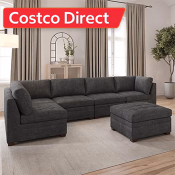 Thomasville Tisdale Modular Sectional 6-piece Dark Gray with Storage Ottoman