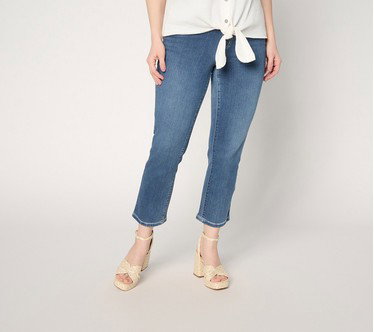 Belle by Kim Gravel Regular TripleLuxe Denim Topstitch Cropped Jean