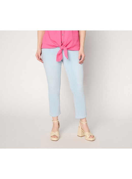 Belle by Kim Gravel Petite TripleLuxe Denim Topstitch Cropped Jean
