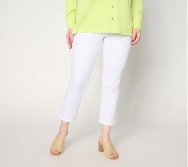 Belle by Kim Gravel Petite TripleLuxe Twill Topstitch Cropped Jean