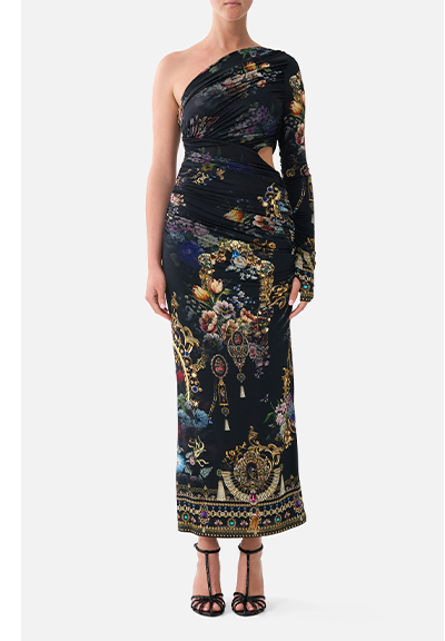 ONE SHOULDER JERSEY CUT OUT DRESS | NIGHT GARDEN