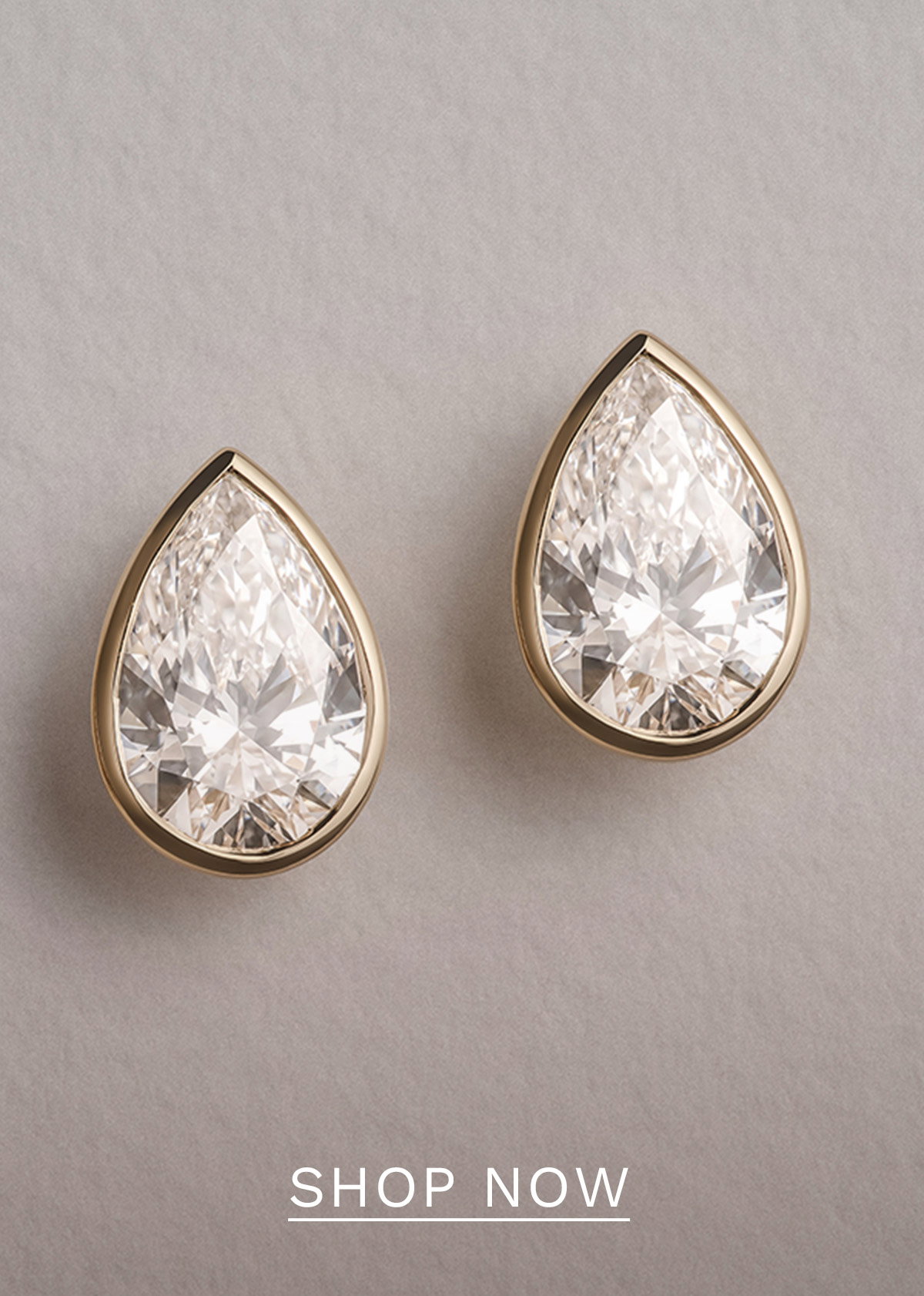 Bezel Set 3.00ct Pear Cut Lab Diamond Stud Earrings in 18K Yellow Gold