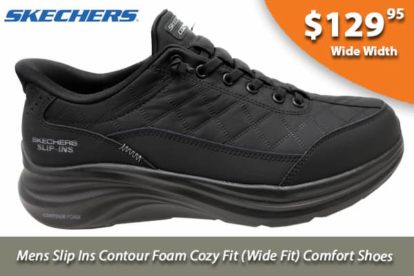 Skechers Mens Slip Ins Contour Foam Cozy Fit Wide Fit Comfort Shoes