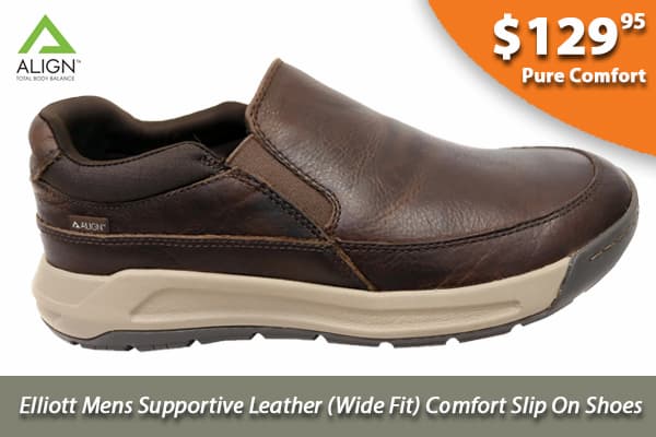 Align Elliott Mens Supportive Leather Wide Fit Comfort Slip On Shoes