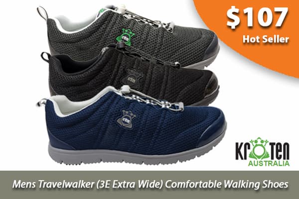 Kroten Mens Travelwalker 3E Extra Wide Comfortable Walking Shoes