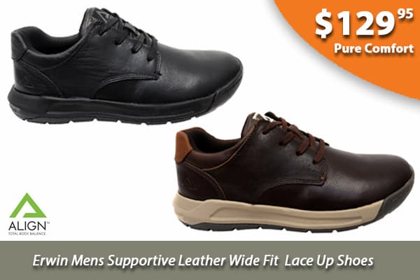 Align Erwin Mens Supportive Leather Wide Fit Comfortable Lace Up Shoes