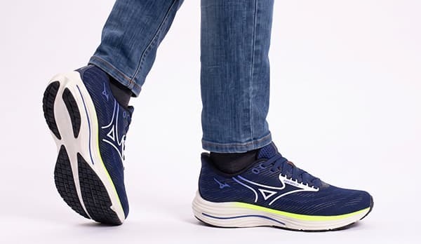 Mizuno Mens Wave Rider 29 Running Shoes 2E Wide Fit Estate Blue White