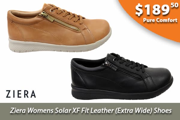 Ziera Solar XF Womens Comfortable Extra Wide Fit Leather Shoes