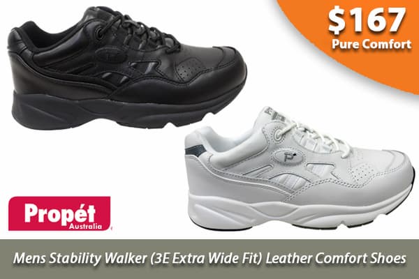 Propet Mens Stability Walker 3E Extra Wide Fit Leather Comfort Shoes