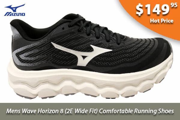 Mizuno Mens Wave Horizon 8 2E Wide Fit Comfortable Running Shoes