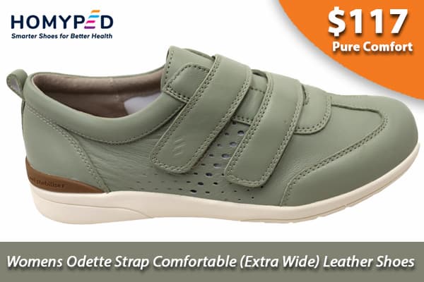 Homyped Womens Odette Strap Comfortable Extra Wide Leather Shoes