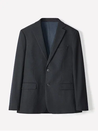 Veston Ample en Mélange de Lin à Boutonnage Simple
