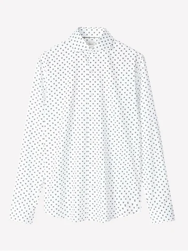Slim Fit Dress Shirt with Floral Dotted Pattern