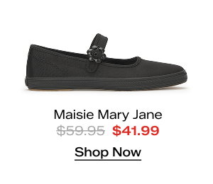 A side view of the Maisie Mary Jane Grosgrain in black. The style was $59.95 and is on sale for $41.99. Shop Now.