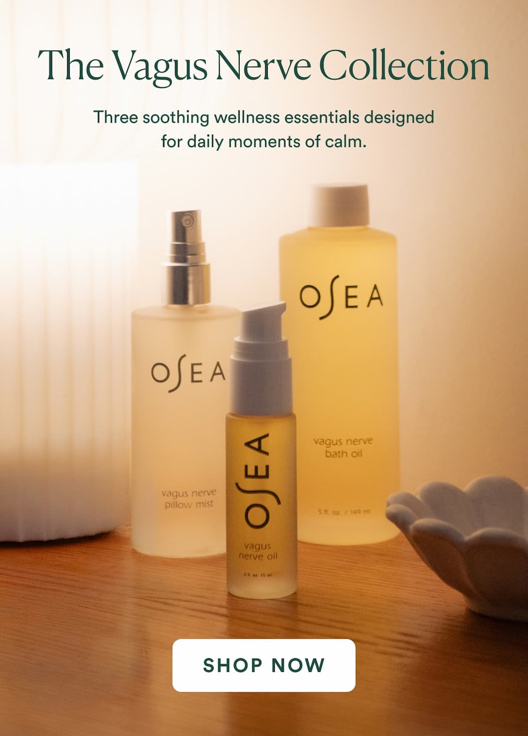 The Vagus Nerve Collection : Three soothing wellness essentials designed for daily moments of calm.
