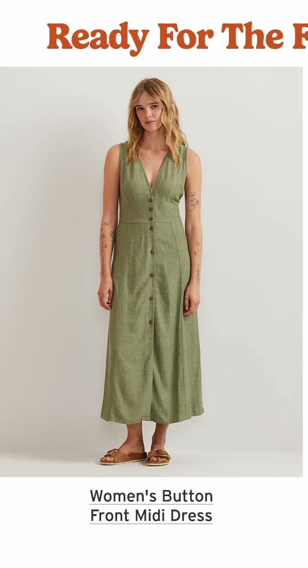 Women's Button Front Midi Dress