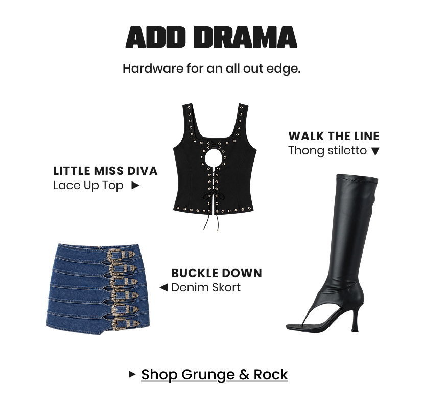 Add Drama. Hardware for an all out edge. Shop Grunge and Rock.