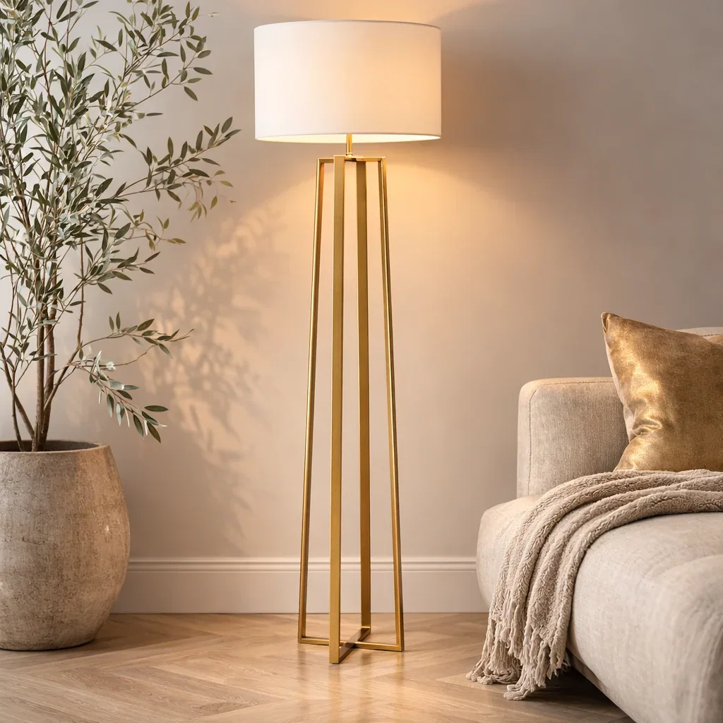 Image of Savine Champagne Gold Floor Lamp