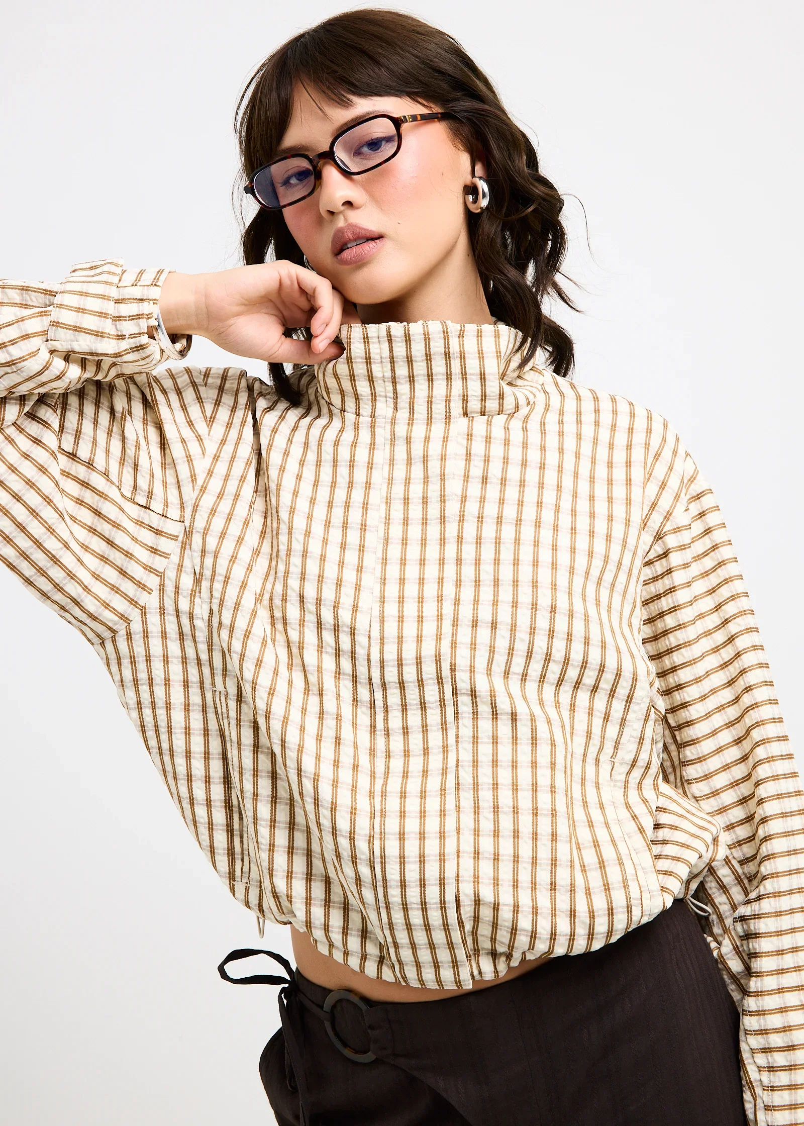 Image of Myla Puckered Check Windbreaker
