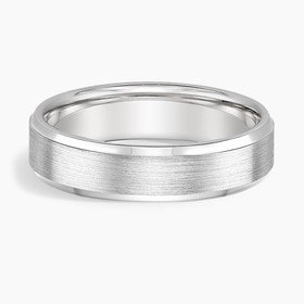 14K White Gold Beveled Edge Matte 5.5mm Wedding Ring