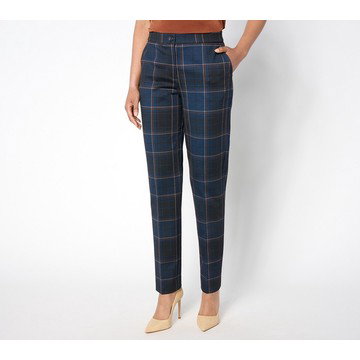 Tailored by Susan Graver Reg Printed Ponte Zip-Front Trousers