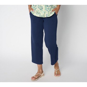 Denim & Co. Beach Regular Tideline Terry Crop Pants with Pockets