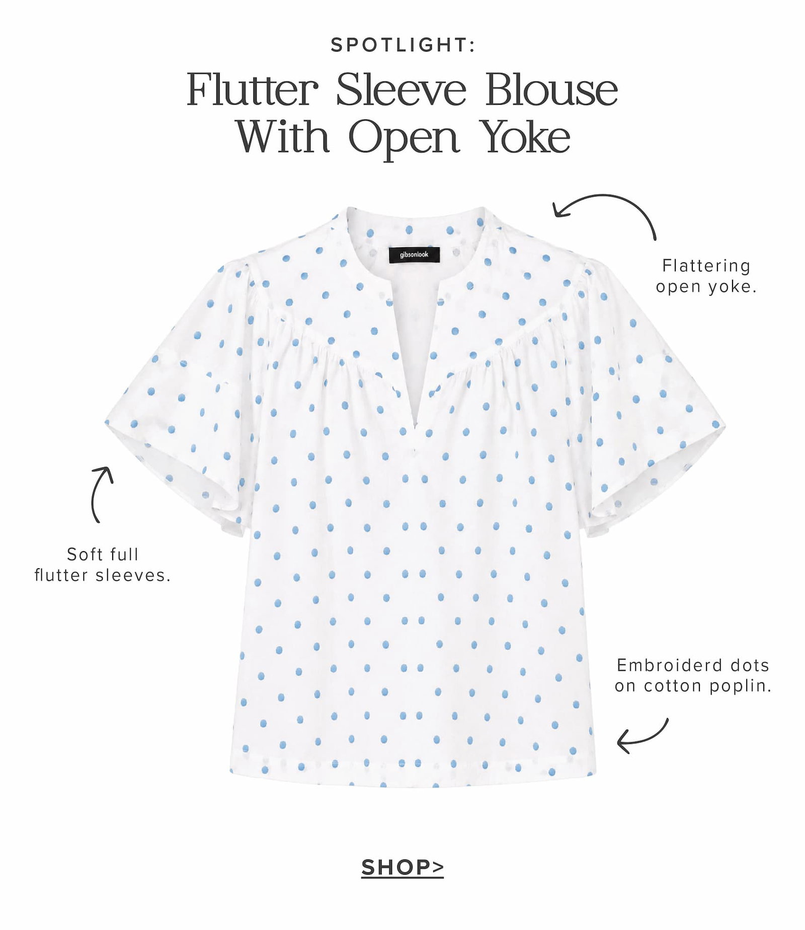 Flutter Sleeve Blouse With Open Yoke
