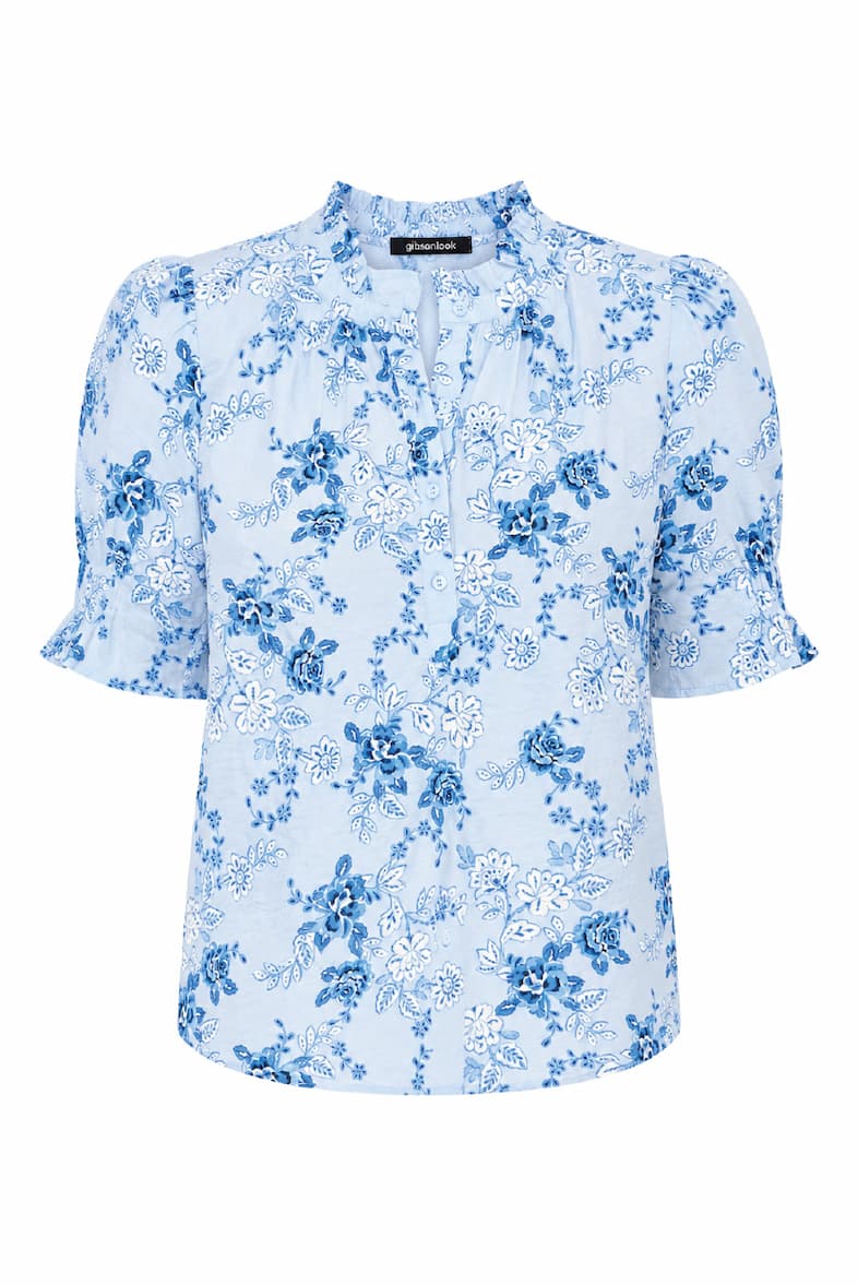 Dianthus Henley Puff Sleeve Blouse