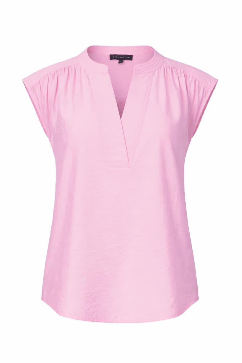 Cap Sleeve Notch Neck Blouse
