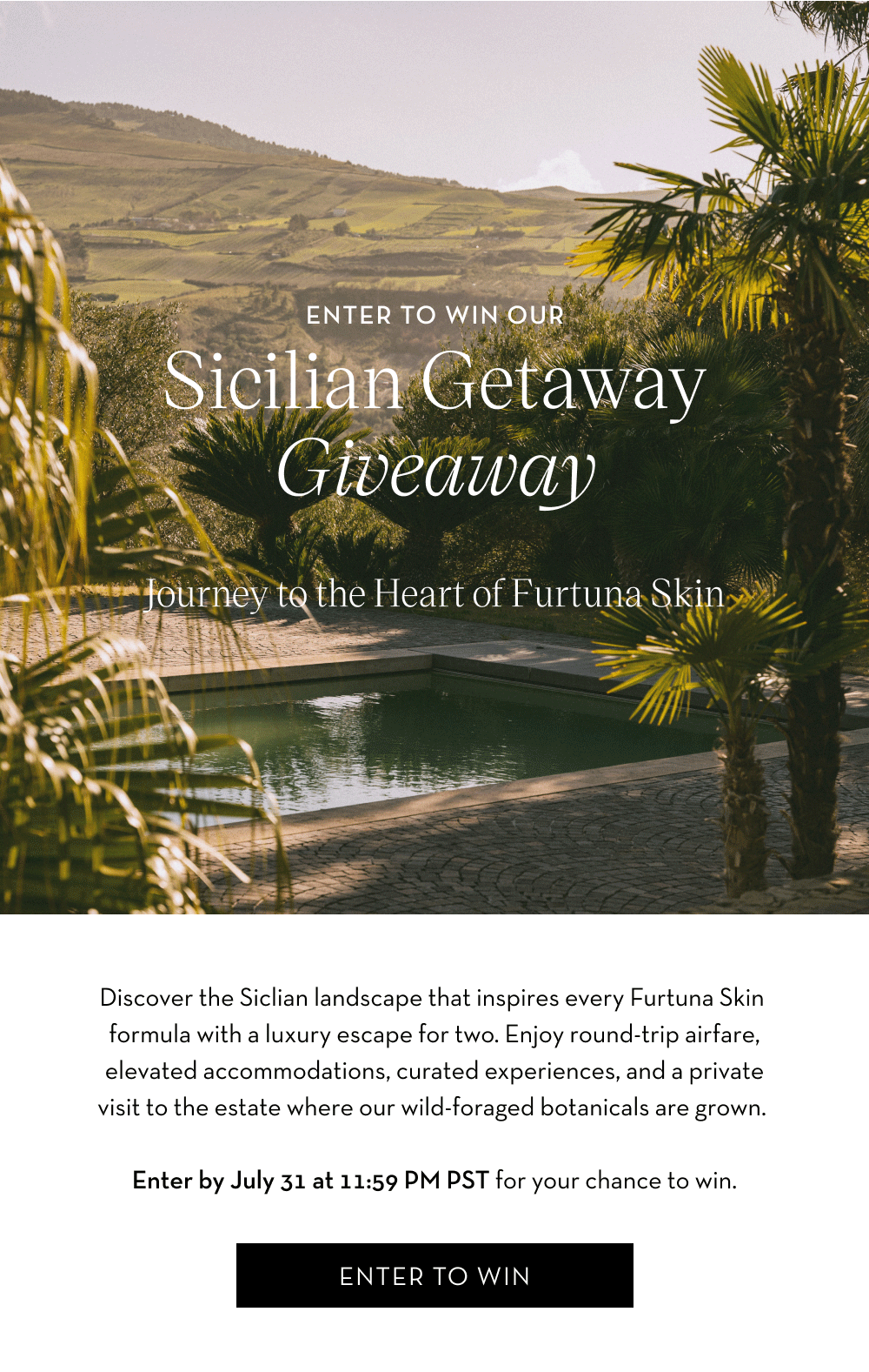 Enter To Win Our Sicilian Getaway Giveaway. Giveaway closes July 31st at midnight PST.