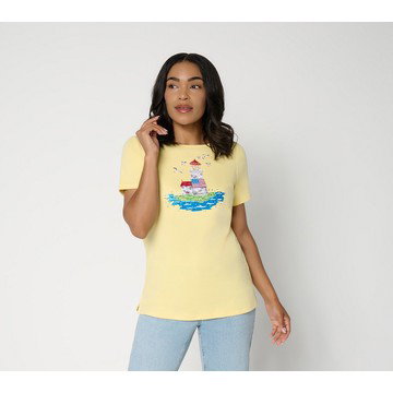 Quacker Factory Americana Lighthouse Short Sleeve Top